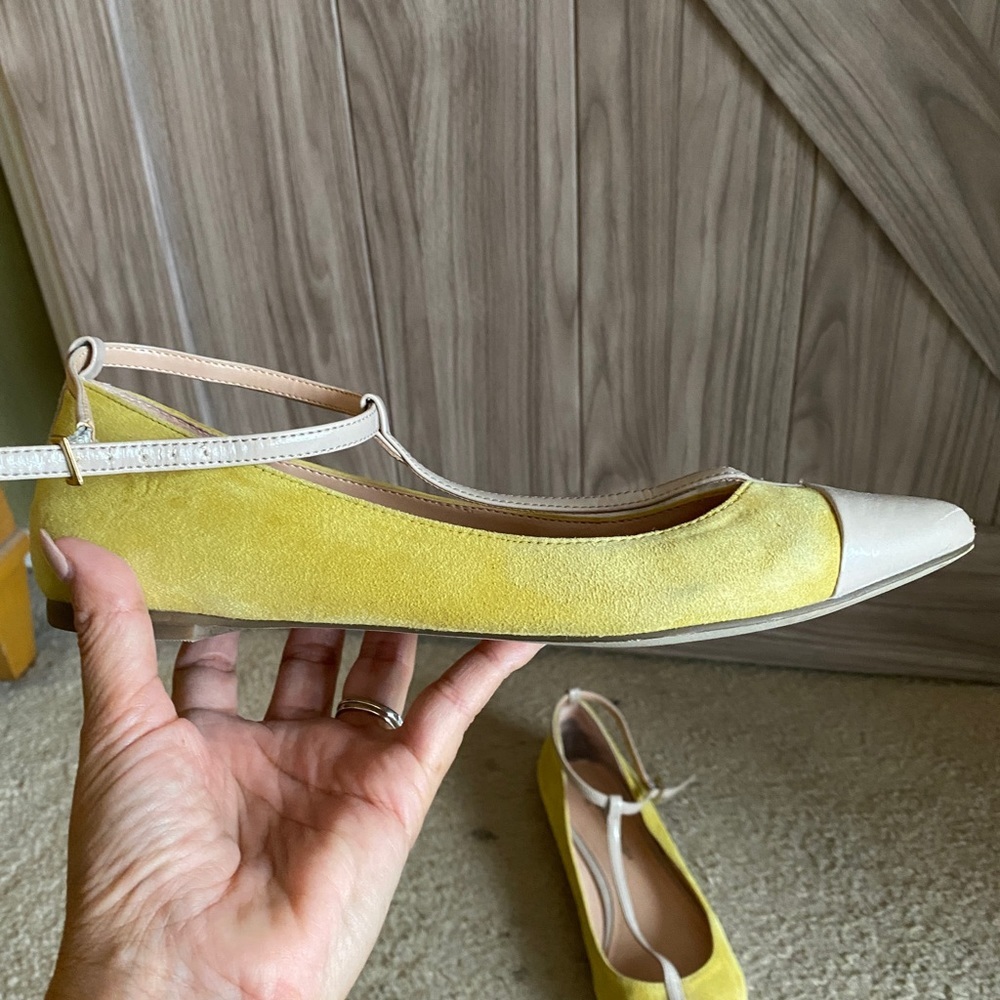 Sole Society x Julianne Hough Yellow and cream pointy toe flats - Picture 2 of 10